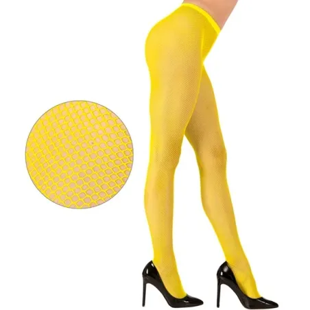Fishnet tights neon yelleow UV glow, standard