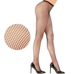 Black fishnet tights in sizes M–XXL, women's mesh pattern tights
