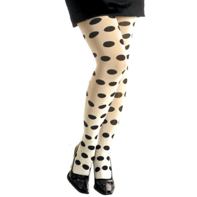 Women's tights 70 den white with black dots