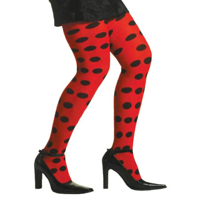 Women's tights 70 den red with black dots