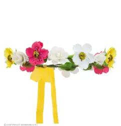 Flower wreath with yellow ribbon