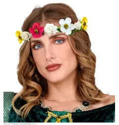 Flower wreath with yellow ribbon