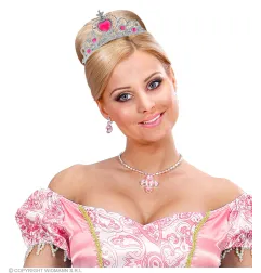 Silver tiara with pink stones