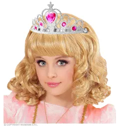 Silver tiara with pink stones
