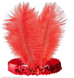 Headband with feathers red