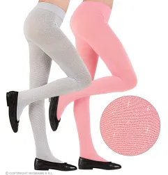Children's tights 40 DEN white with shine, 7-10 years