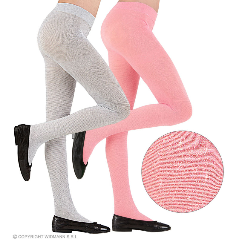 Children's tights 40 DEN white with shine, 7-10 years