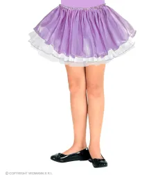 Satin Tutu Skirt for Girls, Lilac/White