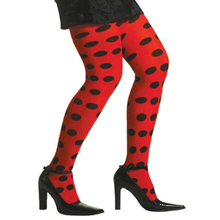 Women's tights 70 den red with black dots